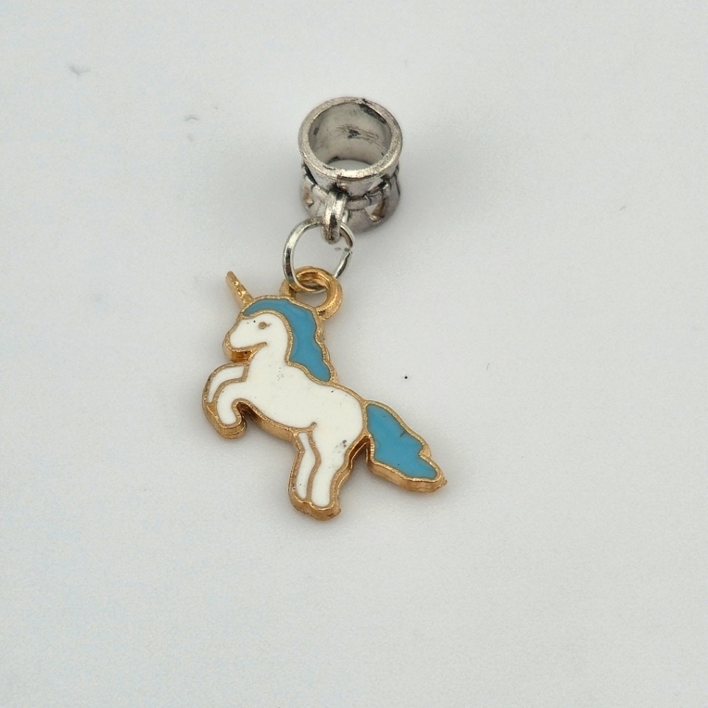 Unicorn Charm Enamel Dangle Bead Gold & Silver Tone for Bracelet Jewelry